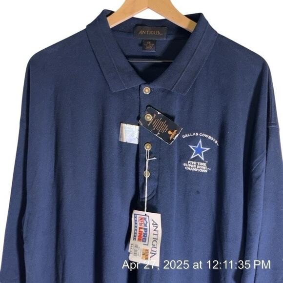 Antigua Size XXL Polo Dallas Cowboys Five Time Superbowl Champions Navy Blue New - Picture 4 of 8